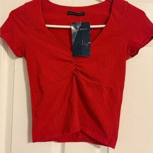 NWT Red Brandy Melville V-Neck Women’s Short Sleeve Shirt